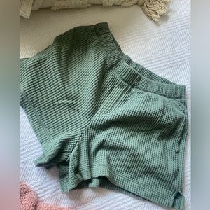 Aerie Waffleshort in a army green color size small